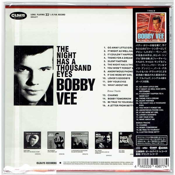 Bobby Vee The Night Has A Thousand Eyes Brand New Japan Mini Lp Cd Beat Net Records 8047
